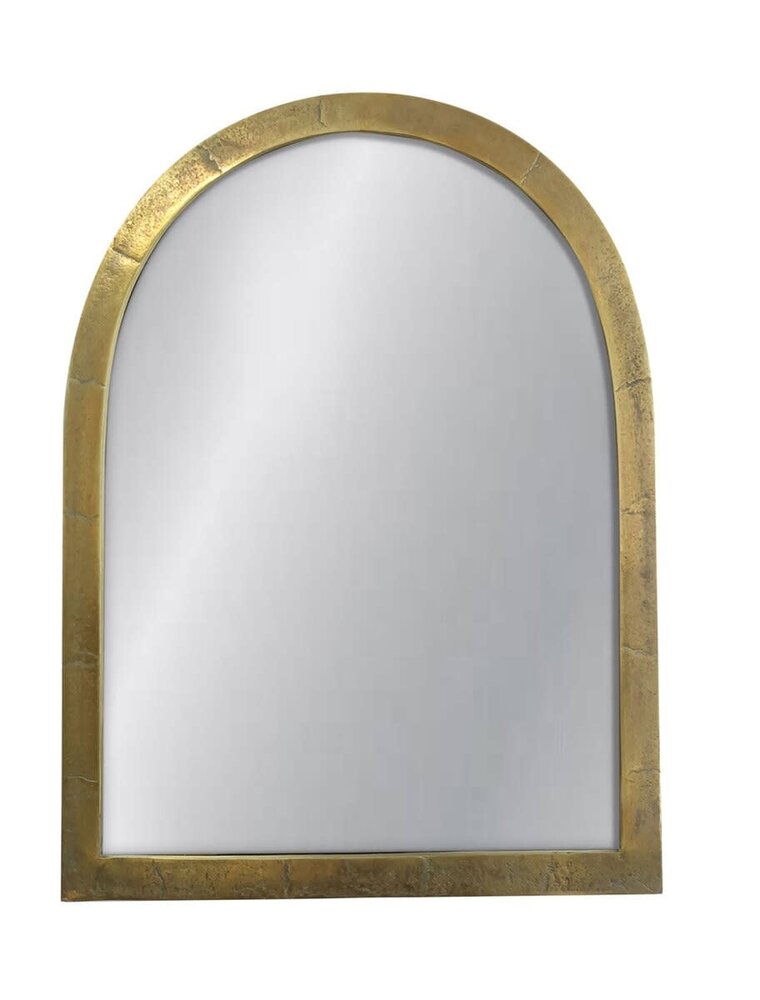 Jeffan Antique Arched Metal Frame Mirror, Antique Brass
