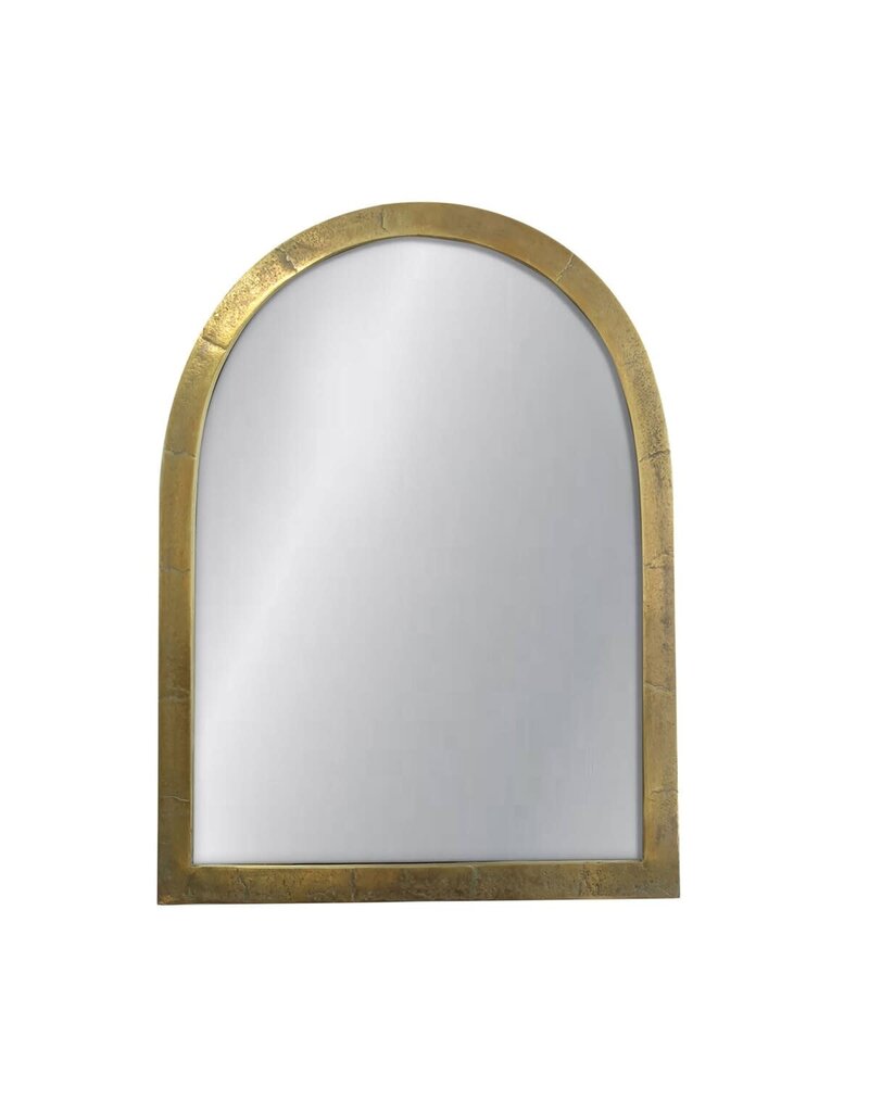 Jeffan Antique Arched Metal Frame Mirror, Antique Brass