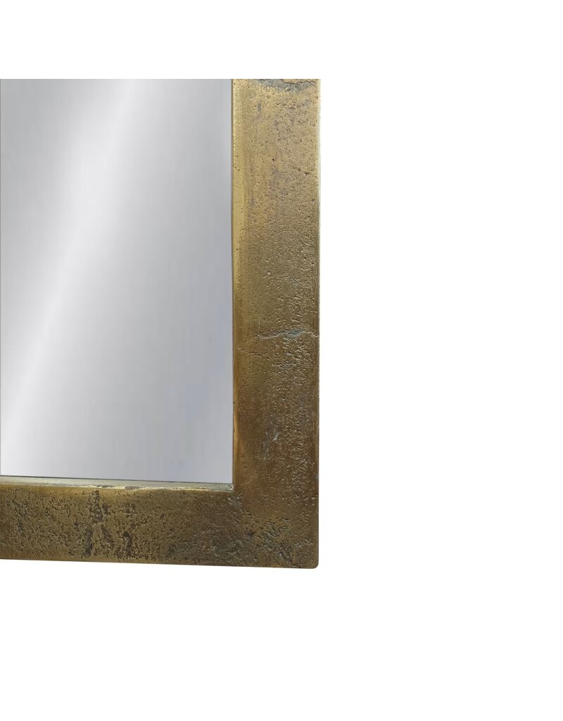 Jeffan Antique Arched Metal Frame Mirror, Antique Brass
