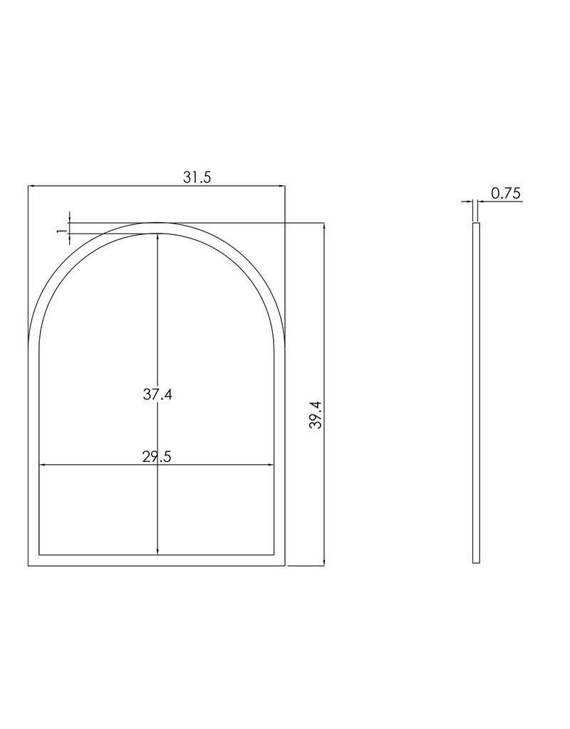 Jeffan Antique Arched Metal Frame Mirror, Antique Brass