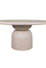 Jeffan 60" Round Sphere Pedestal Dining Table, Whitewash