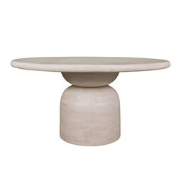 Jeffan 60" Round Sphere Pedestal Dining Table, Whitewash