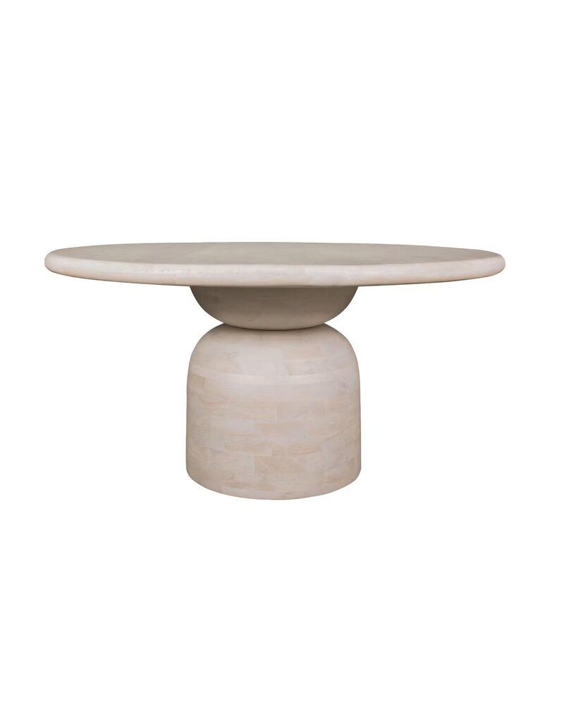 Jeffan 60" Round Sphere Pedestal Dining Table, Whitewash