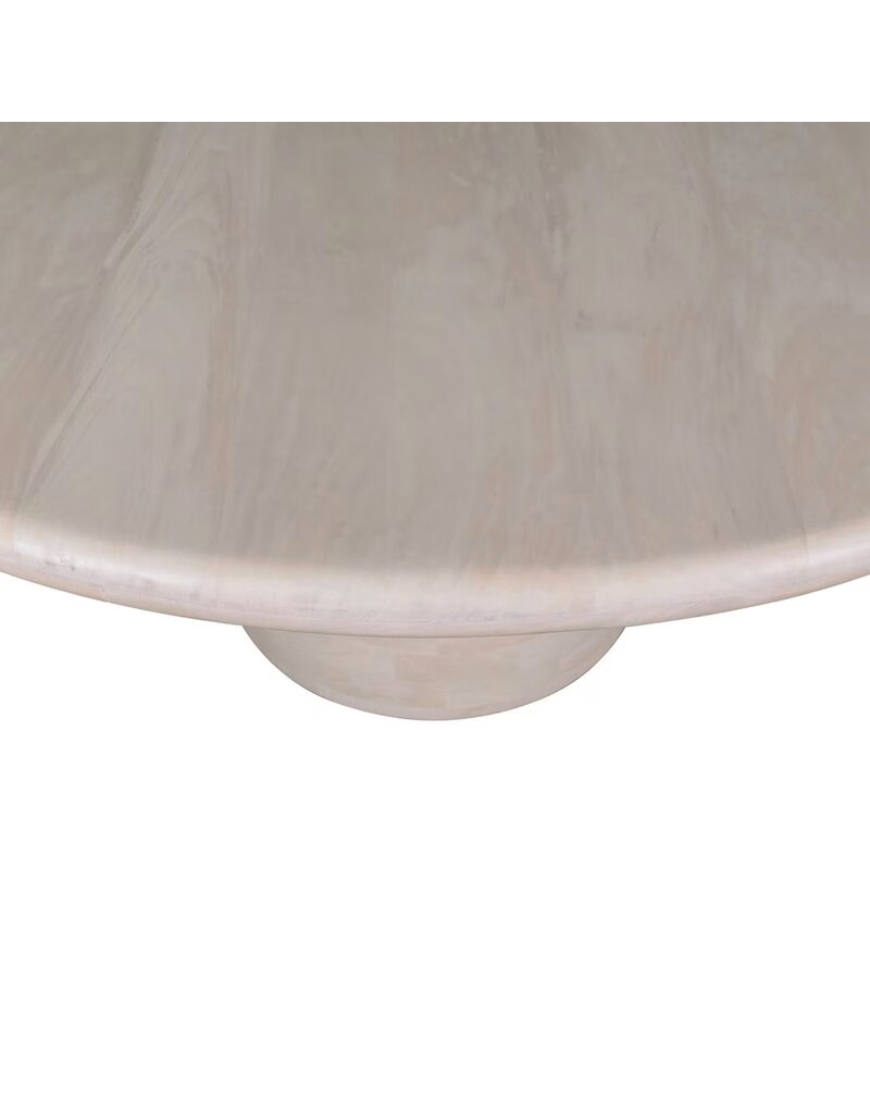 Jeffan 60" Round Sphere Pedestal Dining Table, Whitewash