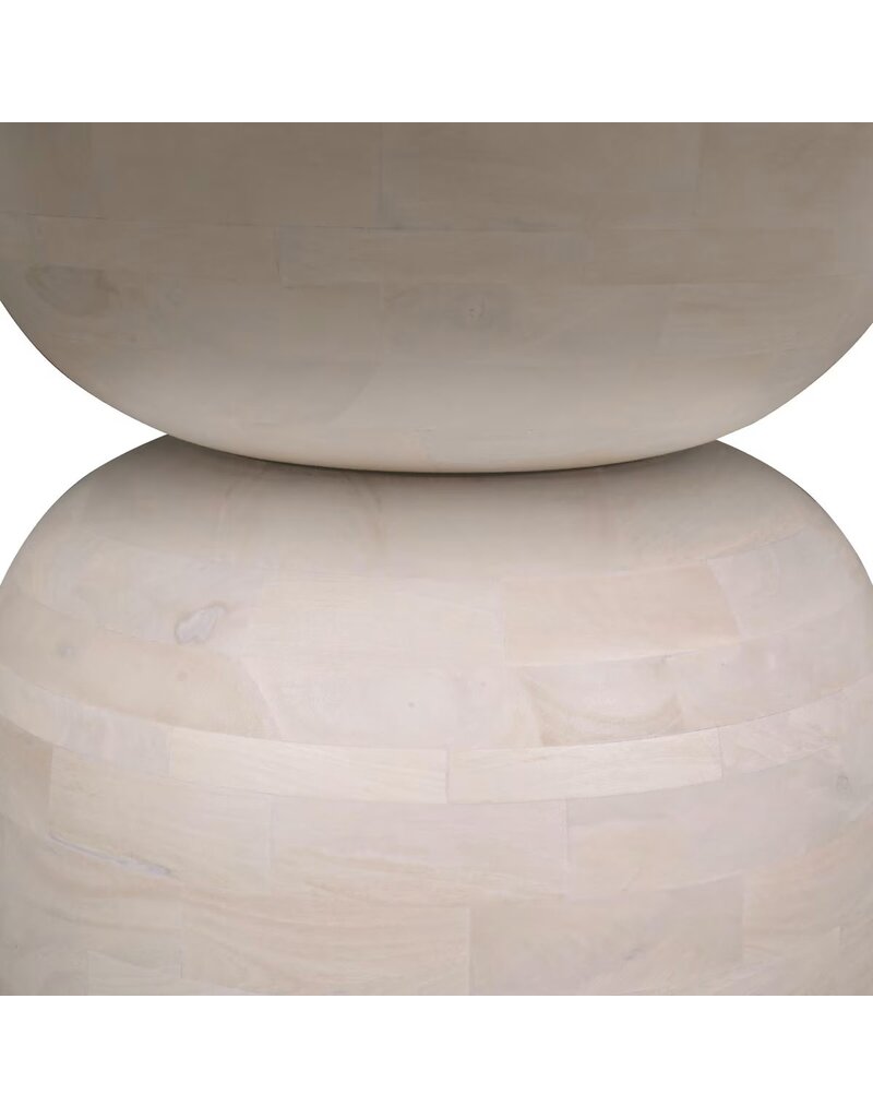 Jeffan 60" Round Sphere Pedestal Dining Table, Whitewash