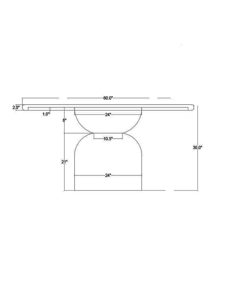 Jeffan 60" Round Sphere Pedestal Dining Table, Whitewash