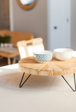 Teak Radial Teak and Iron Riser, Set of 3