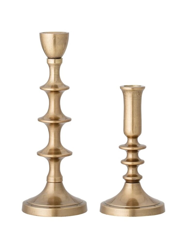 Dapper Home Set of 2 Antique Brass Metal Taper Holder