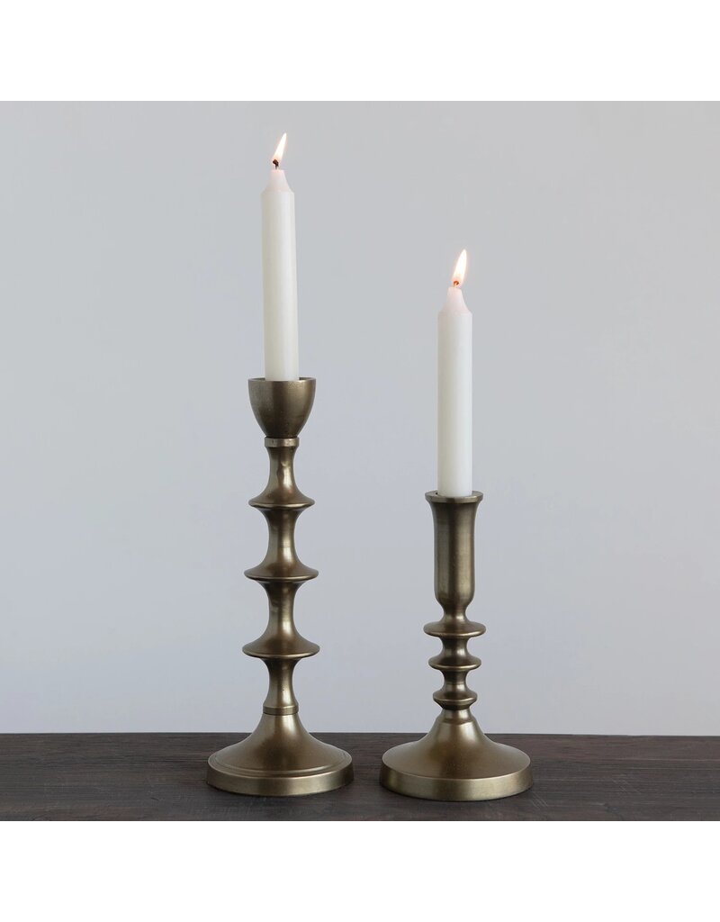 Dapper Home Set of 2 Antique Brass Metal Taper Holder