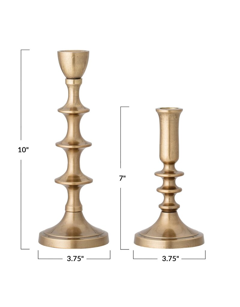 Dapper Home Set of 2 Antique Brass Metal Taper Holder