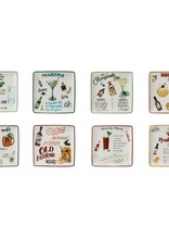 6" Square Plate w/Cocktail Recipe, (8-Styles), EACH