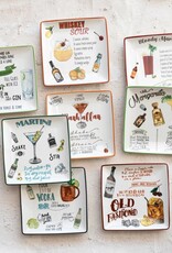 6" Square Plate w/Cocktail Recipe, (8-Styles), EACH