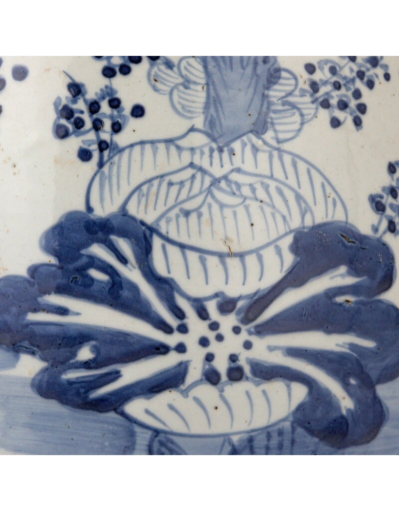 Porcelain Jar w/Lotus Blue & White