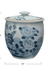 Porcelain Jar w/Lotus Blue & White