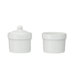 Meadow White Stoneware Stackable Pinch Pot w/Lid, Set of 2