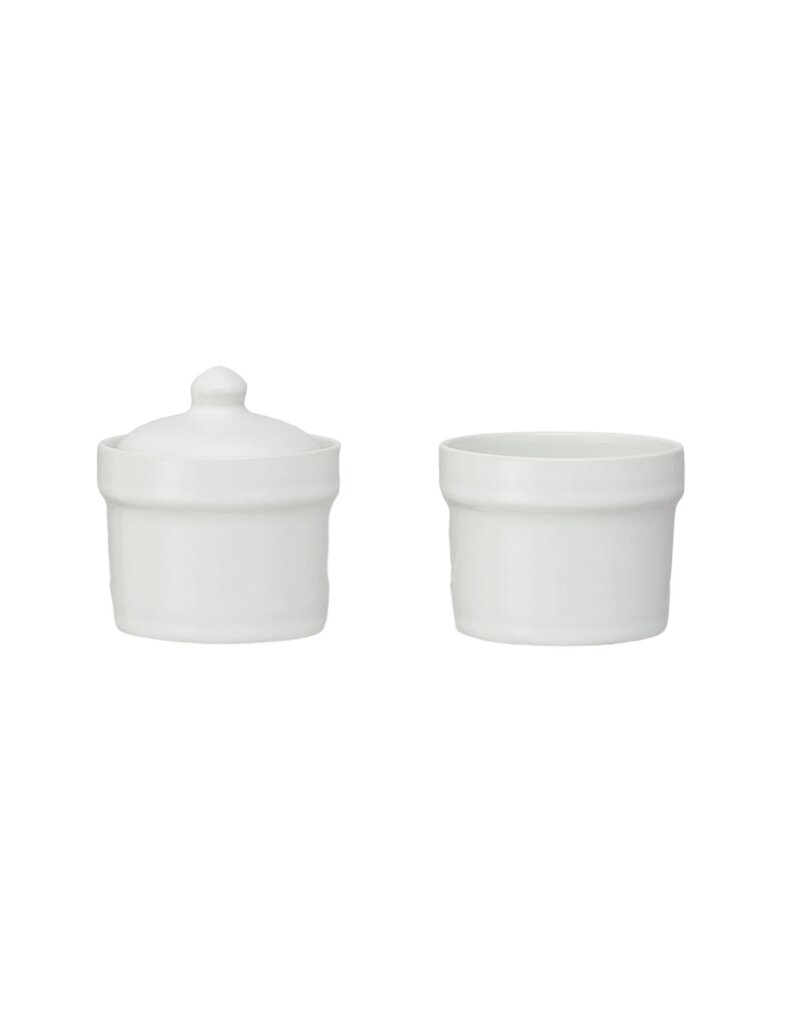 Meadow White Stoneware Stackable Pinch Pot w/Lid, Set of 2