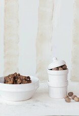 Meadow White Stoneware Stackable Pinch Pot w/Lid, Set of 2