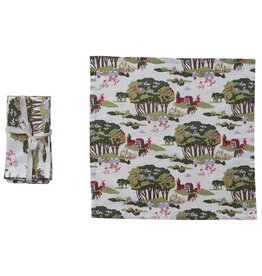 Set of 4 Printed Napkins - Farm Tree & Animals