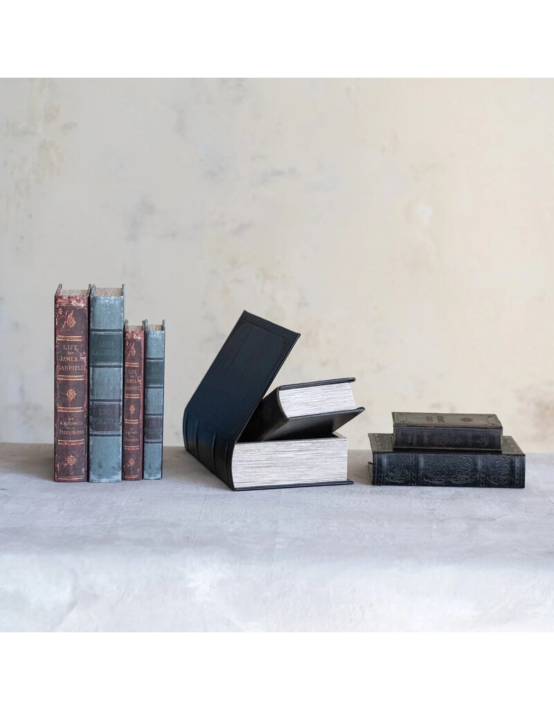 Dapper Home Set of 2 Faux Leather Book Storage Boxes
