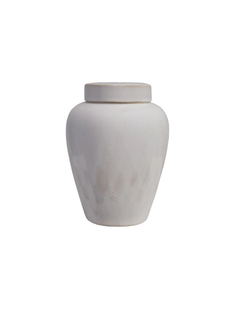 Sanctuary 7" White Round Stoneware Ginger Jar