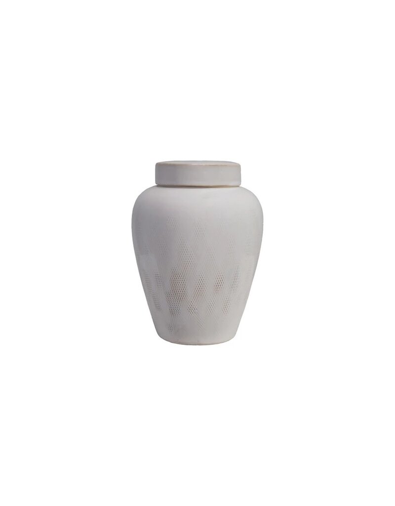 Sanctuary 7" White Round Stoneware Ginger Jar
