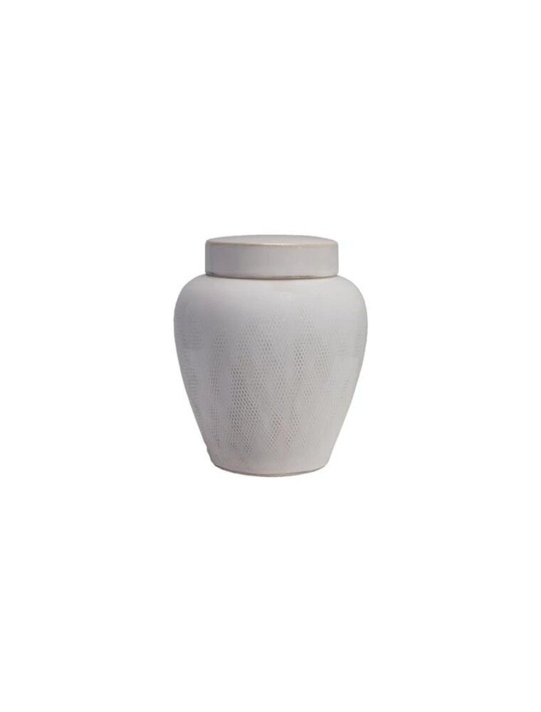 Sanctuary 6" White Round Stoneware Ginger Jar
