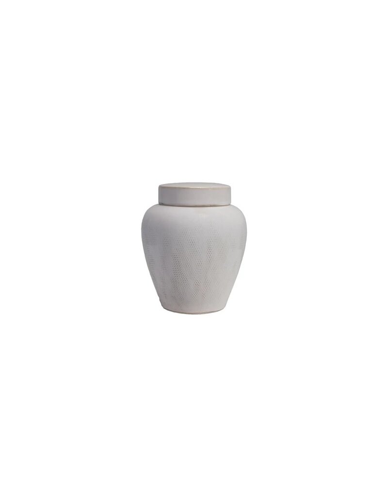 Sanctuary 6" White Round Stoneware Ginger Jar