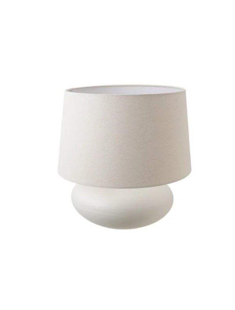 Shoreline 16" H White Stoneware Lamp w/Linen Shade