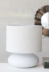 Shoreline 16" H White Stoneware Lamp w/Linen Shade