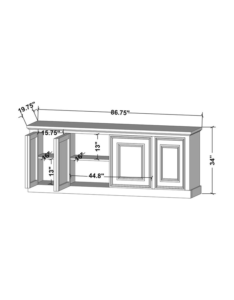 Atlantis Atlantis 4 Door Sideboard, White