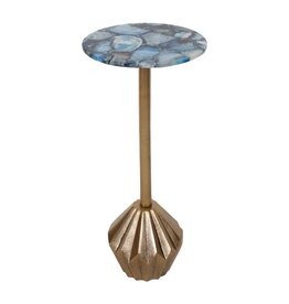 Agate Metal Martini Table w/Blue Agate