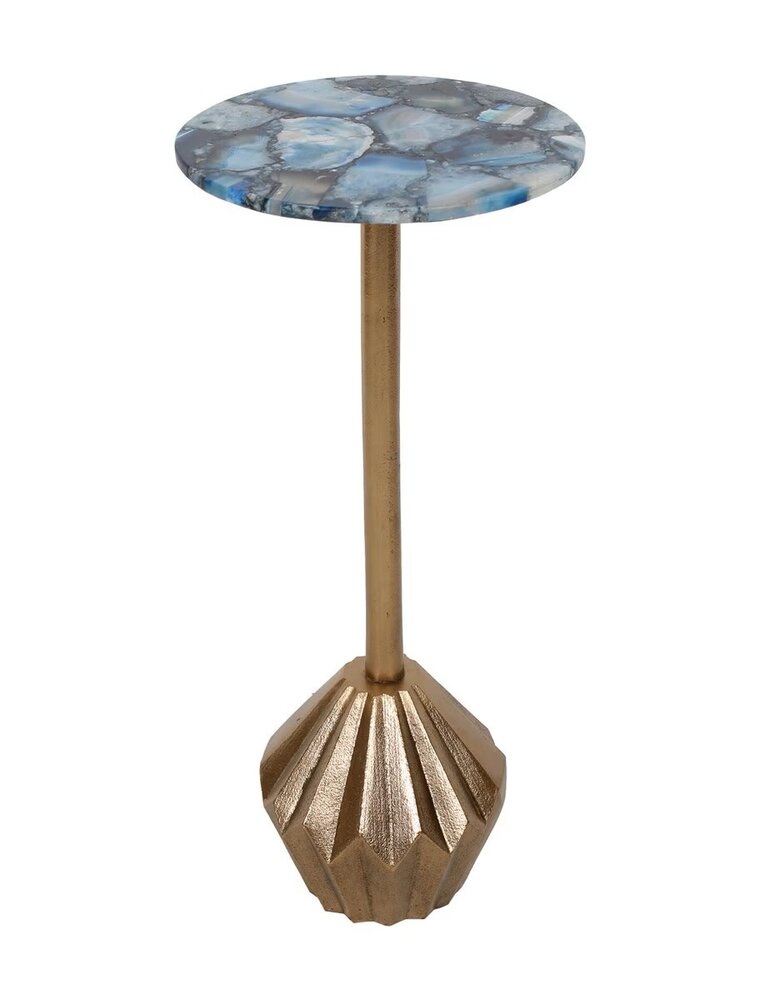 Agate Metal Martini Table w/Blue Agate