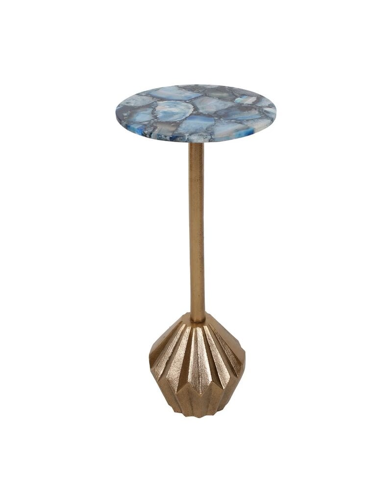 Agate Metal Martini Table w/Blue Agate