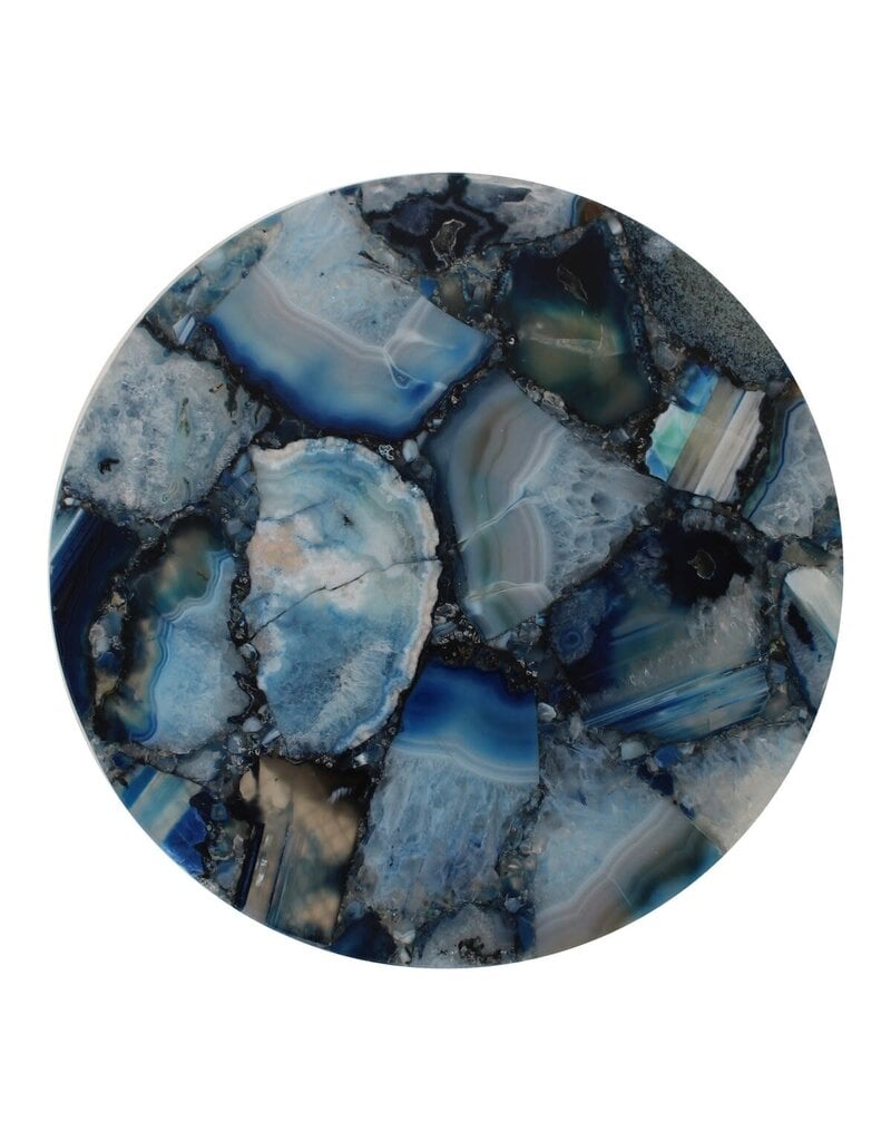 Agate Metal Martini Table w/Blue Agate