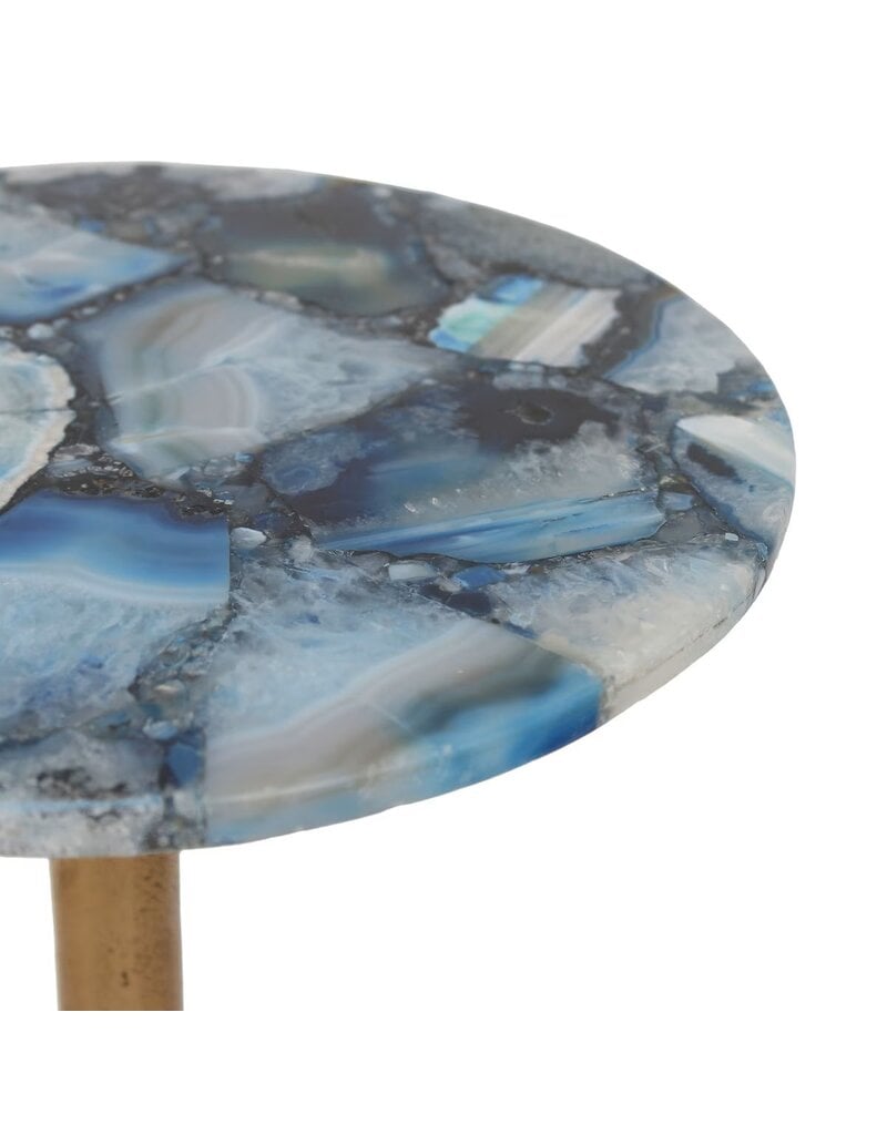 Agate Metal Martini Table w/Blue Agate
