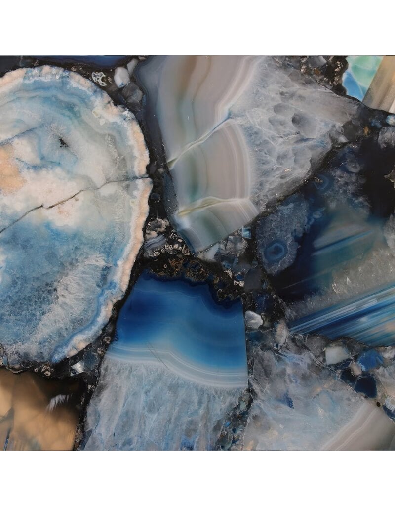 Agate Metal Martini Table w/Blue Agate