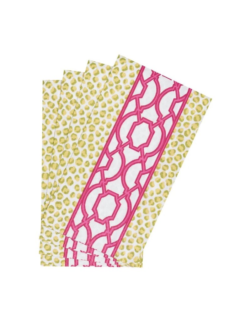 Caspari Guest Knots and Spots Green/Fuchsia