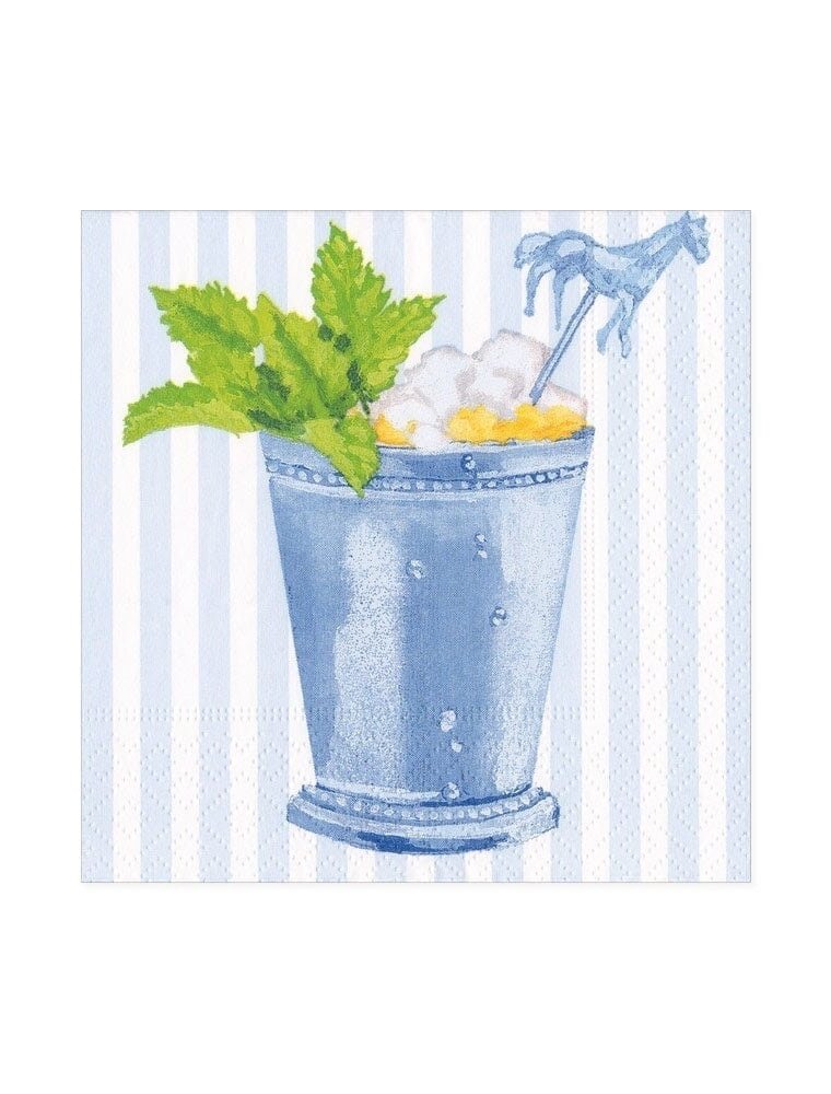 Caspari Cocktail Mint Julep Blue