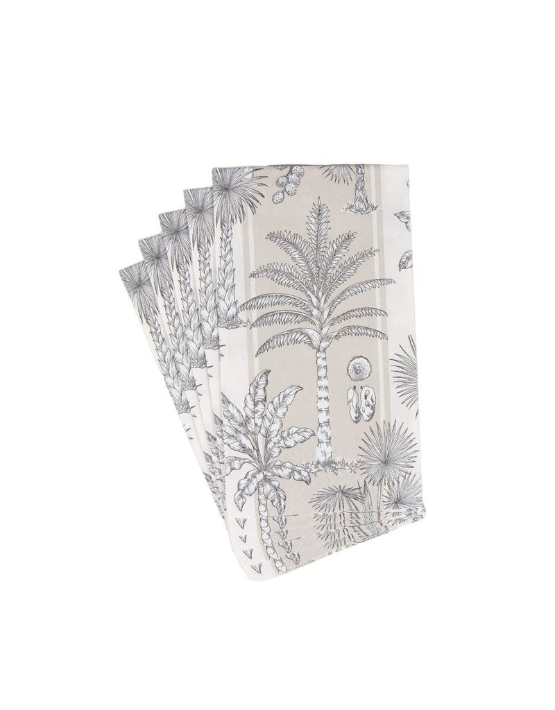 Caspari Guest Southern Palms Flax/White