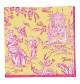 Caspari Cocktail Silk Road Toile Chartreuse