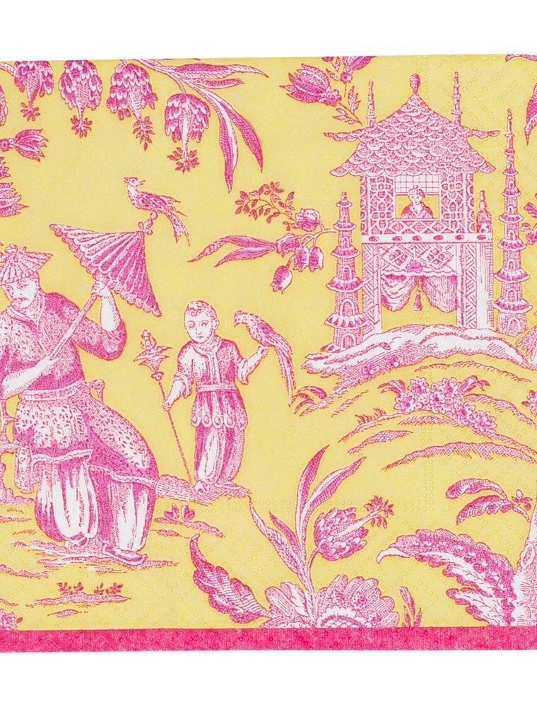 Caspari Cocktail Silk Road Toile Chartreuse