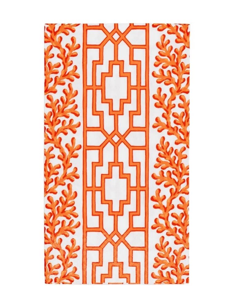 Caspari Guest Coral and Trellis Coral
