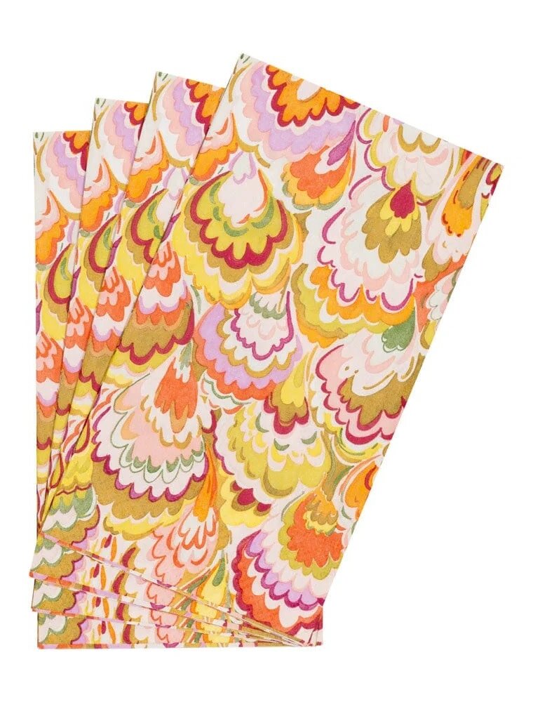 Caspari Guest Marbled Ceramica Raspberry