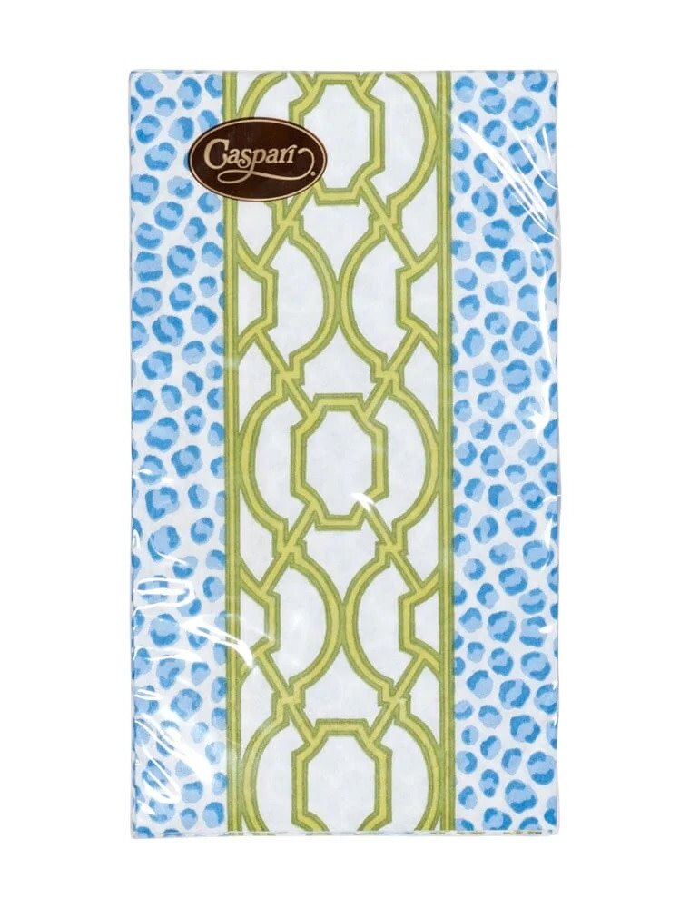 Caspari Guest Towel Knots and Spots Blue/Green