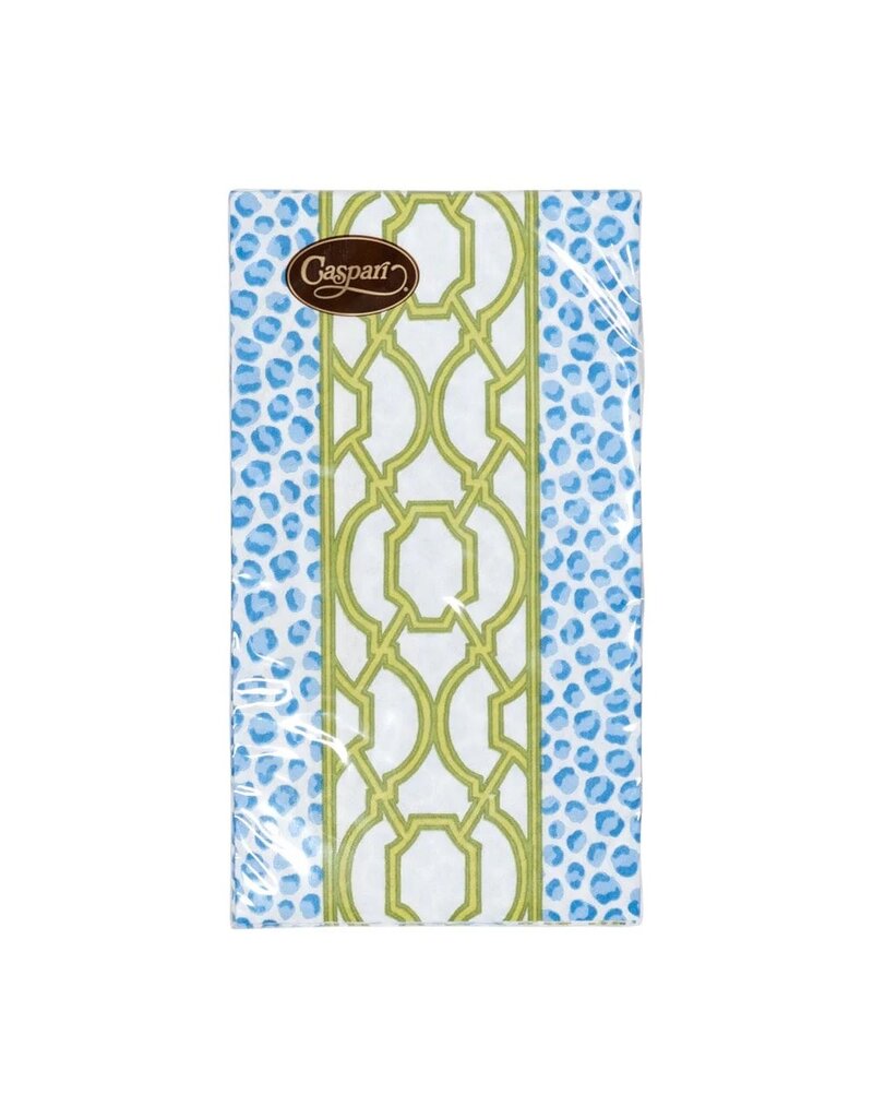 Caspari Guest Towel Knots and Spots Blue/Green