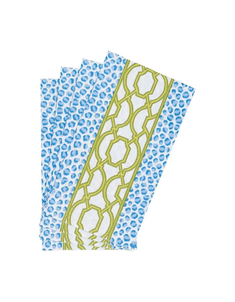 Caspari Guest Towel Knots and Spots Blue/Green