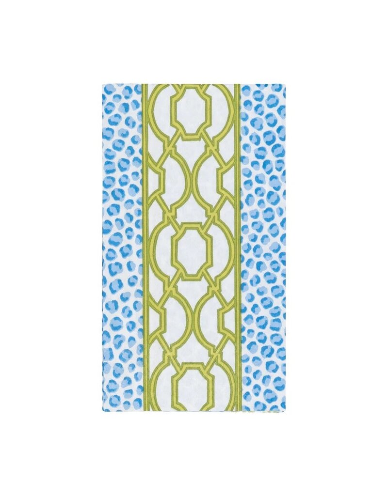 Caspari Guest Towel Knots and Spots Blue/Green