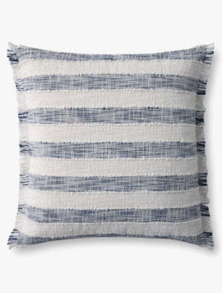 LOLOI 22" x 22" Down Fill Blue/Ivory Stripe, PLL0134