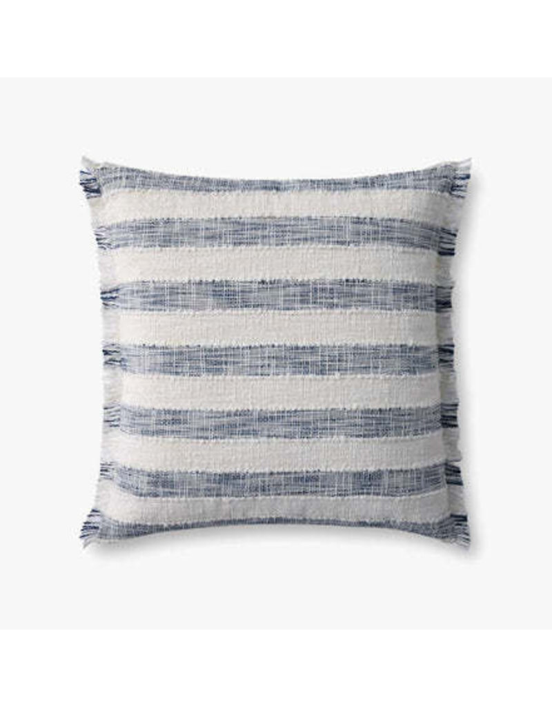 LOLOI 22" x 22" Down Fill Blue/Ivory Stripe, PLL0134