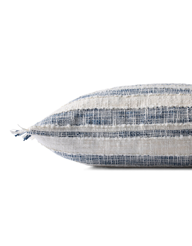 LOLOI 22" x 22" Down Fill Blue/Ivory Stripe, PLL0134